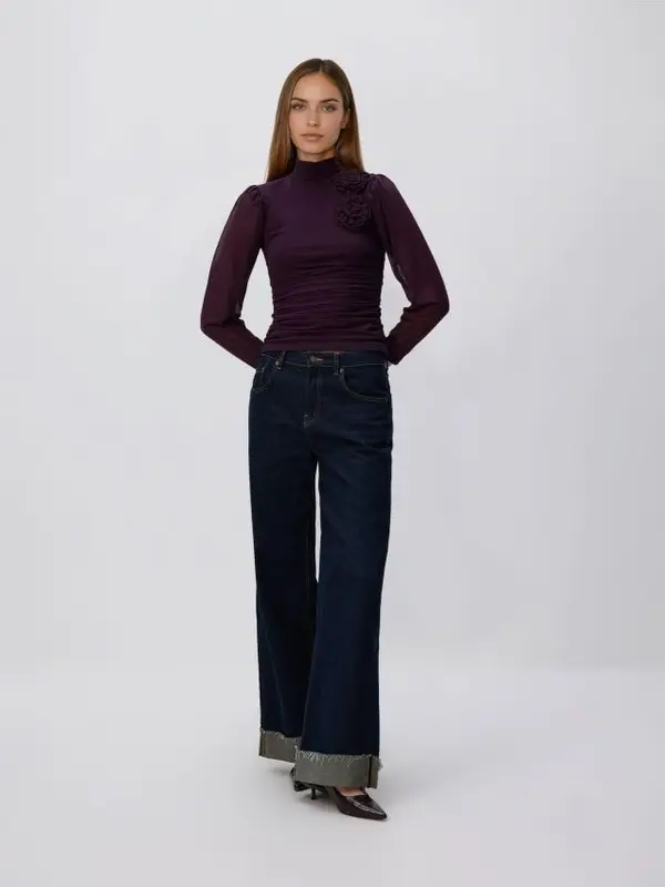 Reserved Reserved - Bluza s cvjetnom aplikacijom - tamnoljubičasto