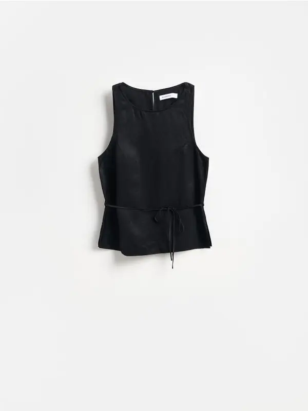Reserved Reserved - Bluza s dodatkom lana - crno