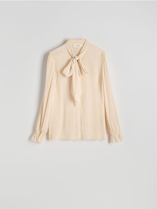 Reserved Reserved - Bluza s izrezom na vezanje - krem