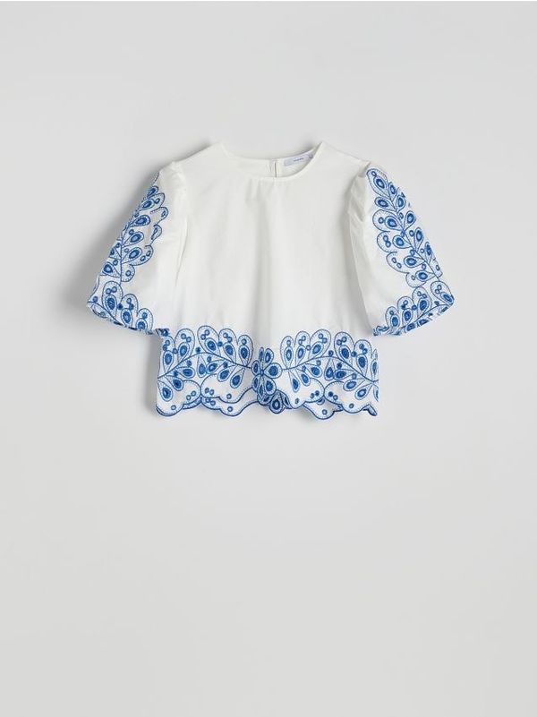 Reserved Reserved - Bluza s izvezenim ukrasom - bijela