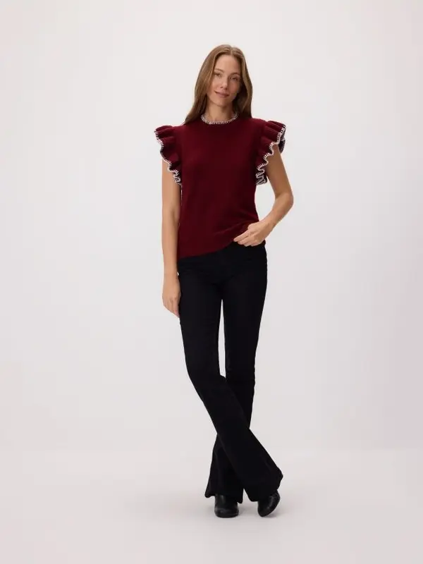 Reserved Reserved - Bluza s kontrastnim rubom - bordo