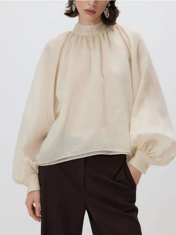 Reserved Reserved - Bluza s liocelom - krem