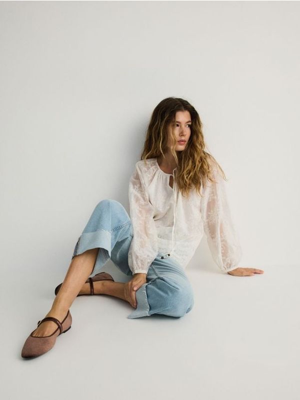 Reserved Reserved - Bluza s liocelom - krem