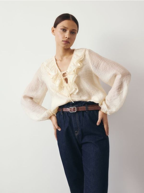 Reserved Reserved - Bluza s liocelom - krem