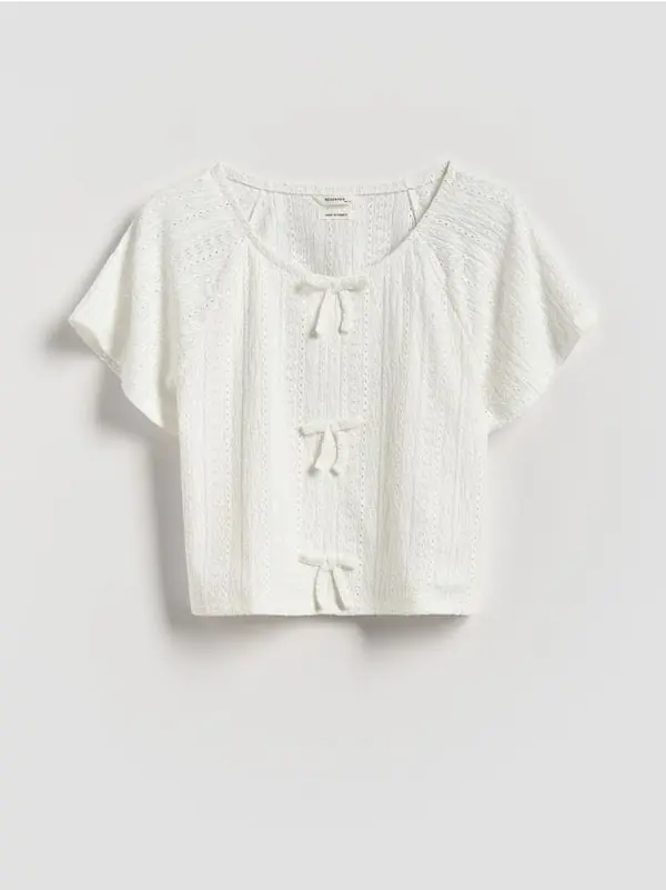 Reserved Reserved - Bluza s mašnama - krem
