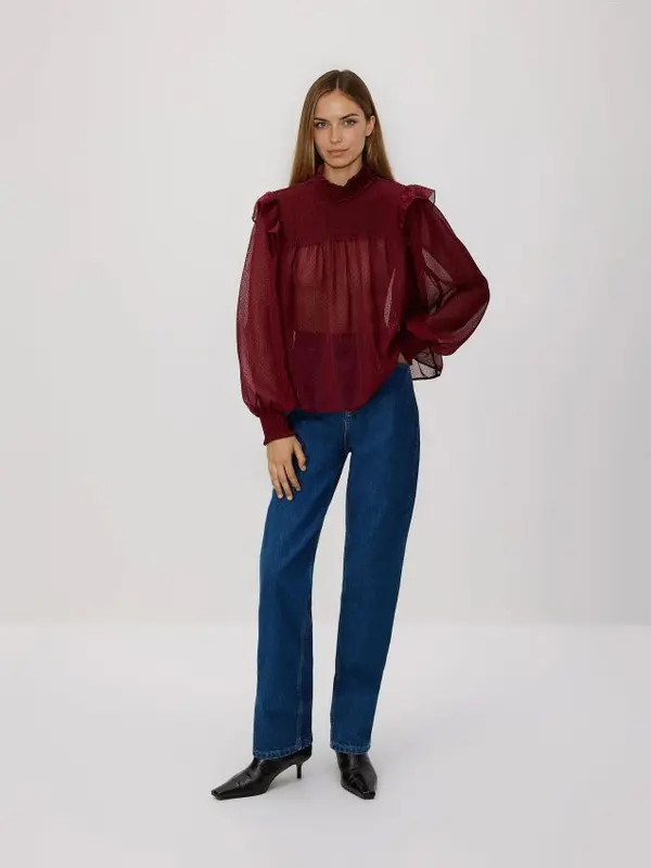Reserved Reserved - Bluza s mješavinom metaliziranog prediva - bordo