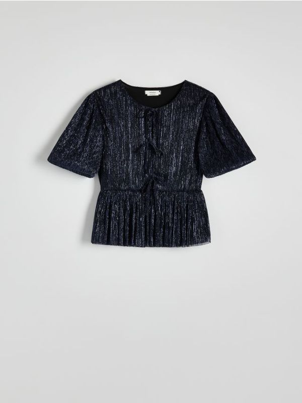 Reserved Reserved - Bluza s mješavinom metaliziranog prediva - mornarsko plava