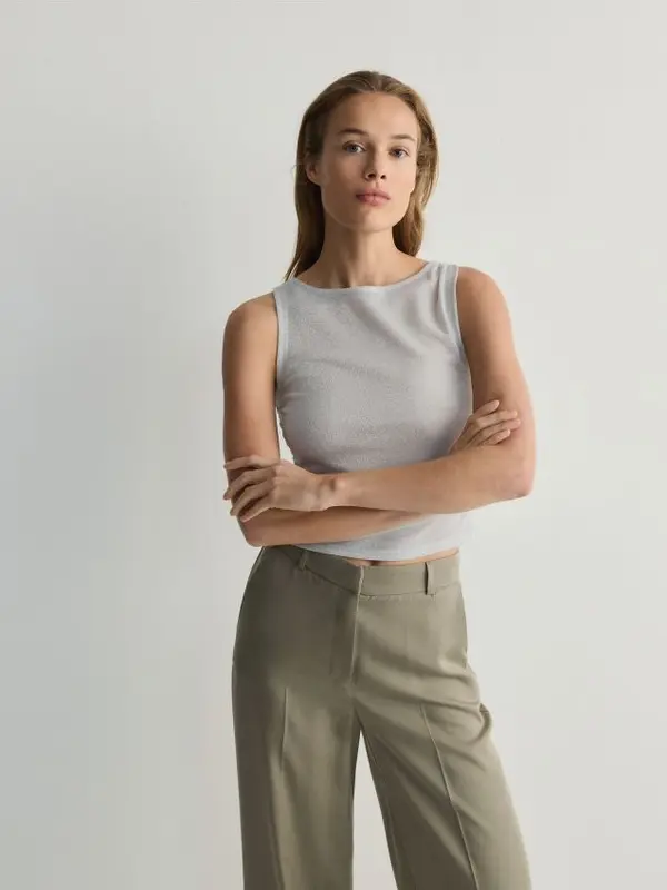 Reserved Reserved - Bluza s mješavinom metaliziranog prediva - srebrna