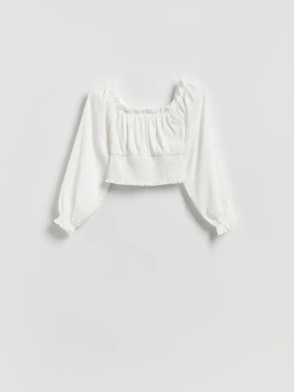 Reserved Reserved - Bluza s naborima - bijela