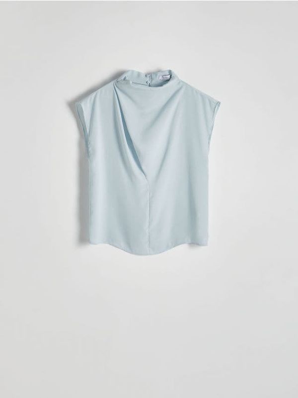 Reserved Reserved - Bluza s naborima - bljedotirkizno