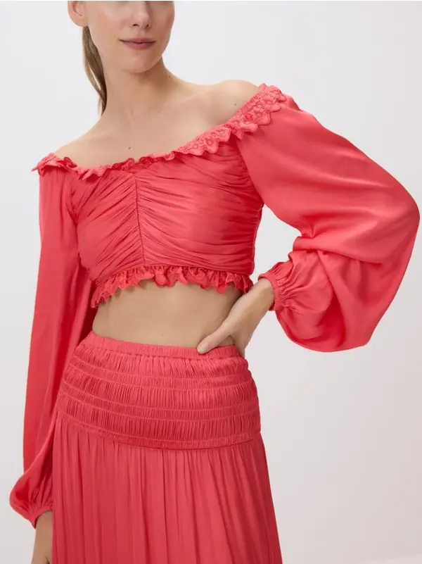 Reserved Reserved - Bluza s naborima - koraljno