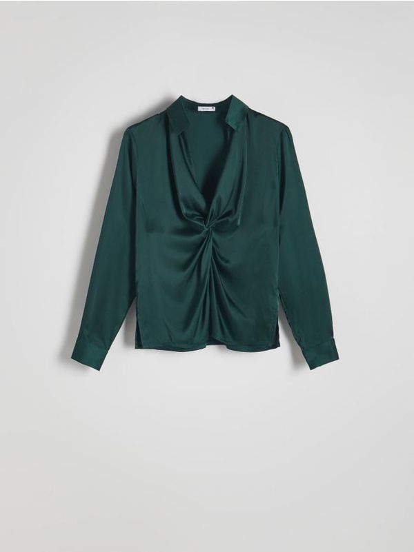 Reserved Reserved - Bluza s naborima - zelena