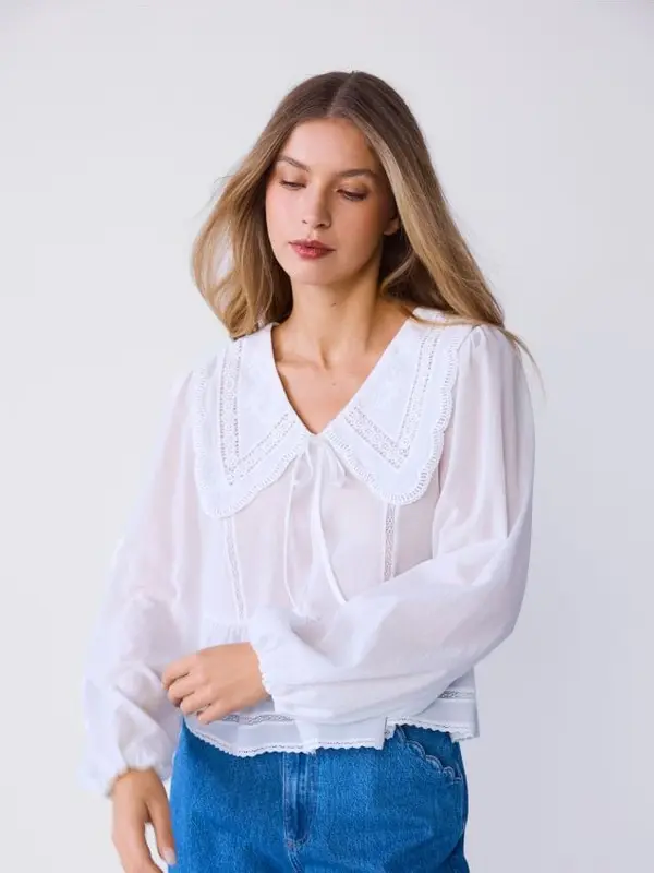 Reserved Reserved - Bluza s ovratnikom - bijela