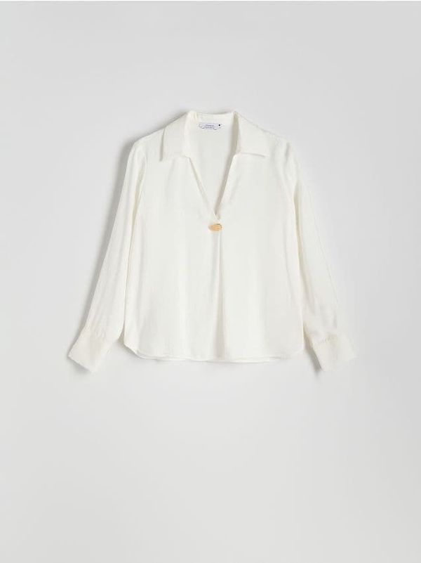 Reserved Reserved - Bluza s ovratnikom - bijela