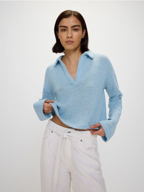 Reserved Reserved - Bluza s ovratnikom - bljedoplavo