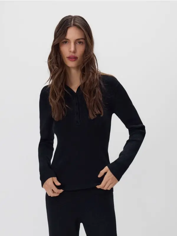 Reserved Reserved - Bluza s ovratnikom - crno