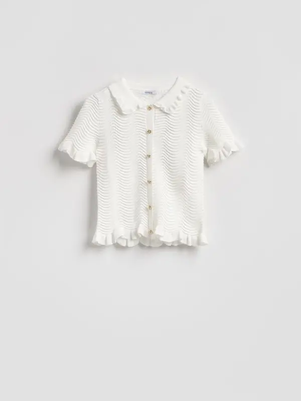Reserved Reserved - Bluza s ovratnikom - krem