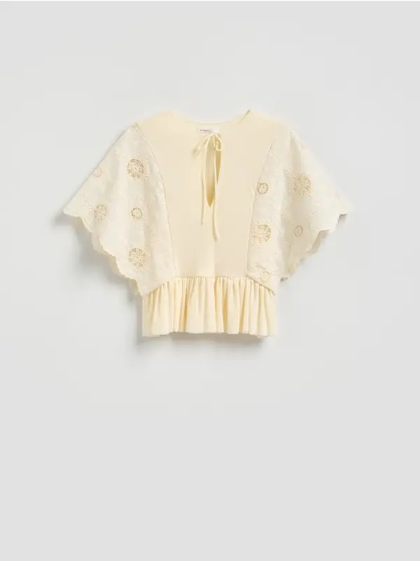 Reserved Reserved - Bluza s perforiranim vezom - bijela