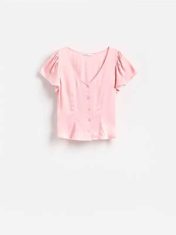 Reserved Reserved - Bluza s povezom na leđima - pastelnoružičasto