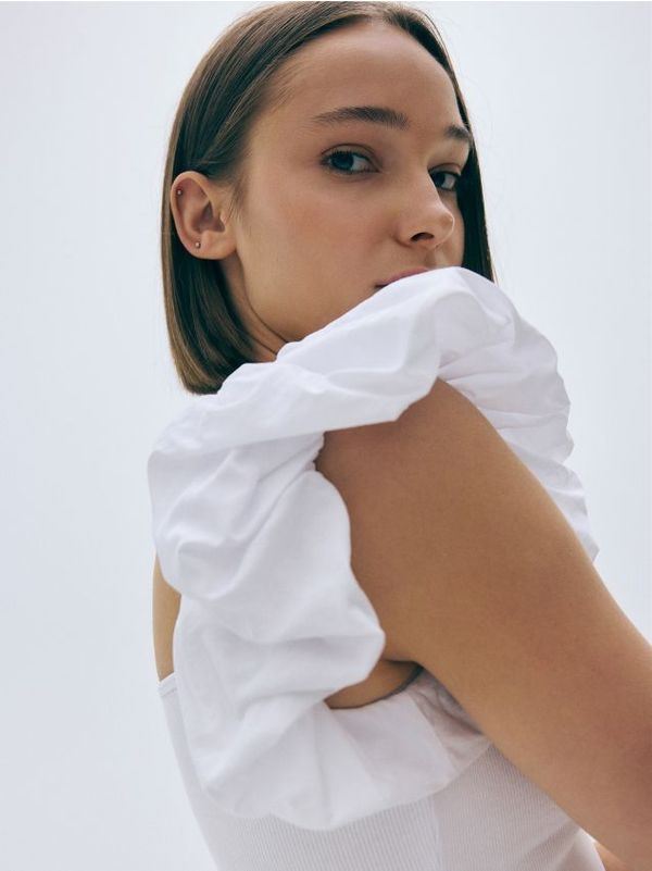 Reserved Reserved - Bluza s puf rukavima - bijela