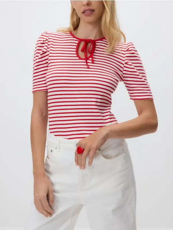 Reserved Reserved - Bluza s puf rukavima - crvena