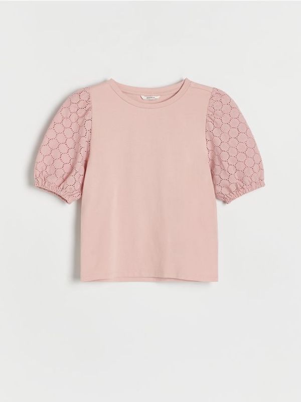 Reserved Reserved - Bluza s rukavima s rupičastim vezom - prljavoroza