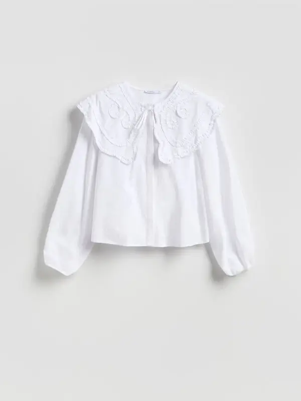 Reserved Reserved - Bluza s ukrasnim ovratnikom - bijela