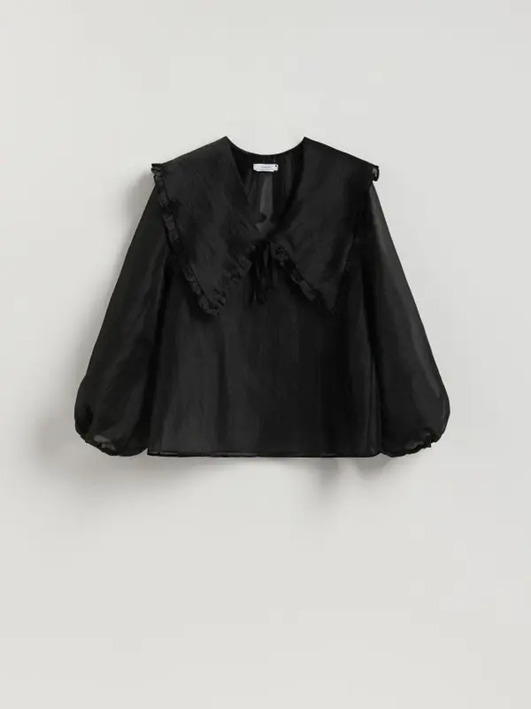 Reserved Reserved - Bluza s ukrasnim ovratnikom - crno