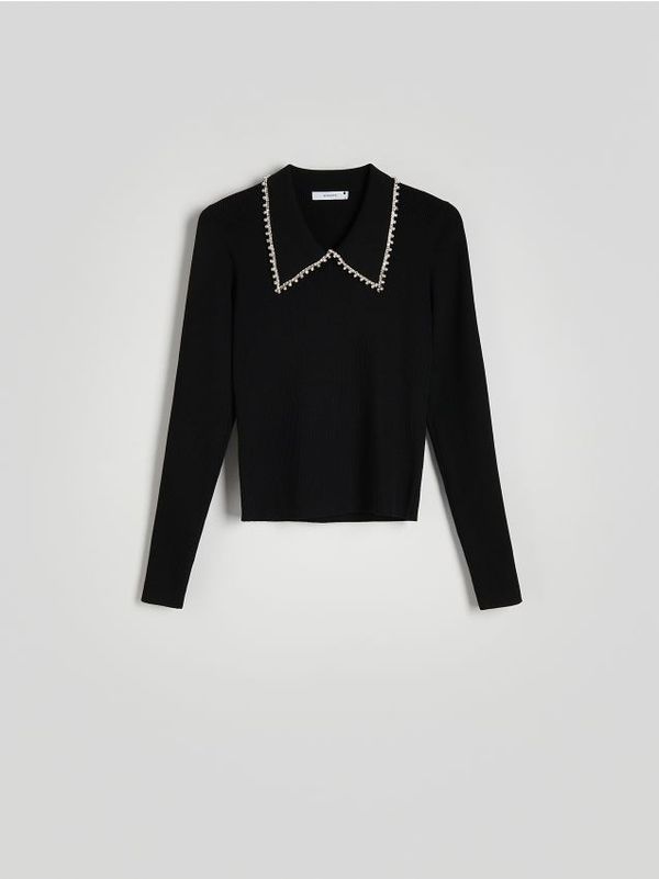 Reserved Reserved - Bluza s ukrasnim ovratnikom - crno