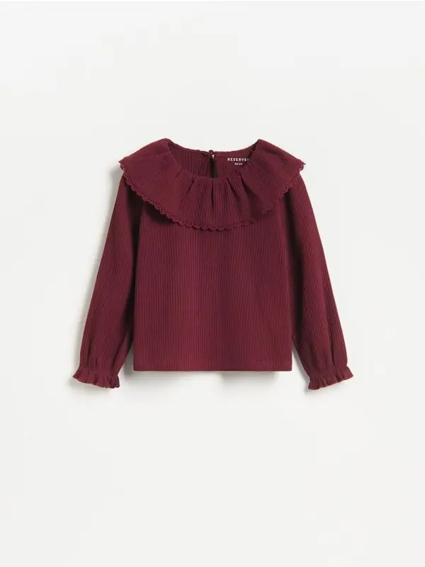 Reserved Reserved - Bluza s ukrasnim ovratnikom - karmin-crveno