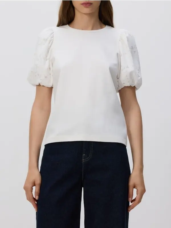 Reserved Reserved - Bluza s ukrasnim rukavima - bijela
