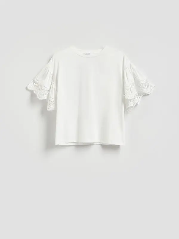 Reserved Reserved - Bluza s ukrasnim rukavima - bijela
