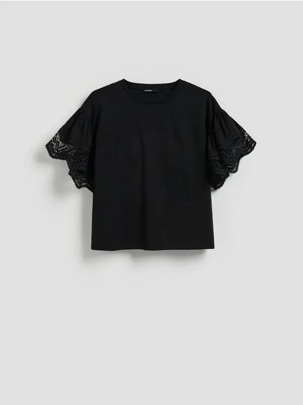 Reserved Reserved - Bluza s ukrasnim rukavima - crno