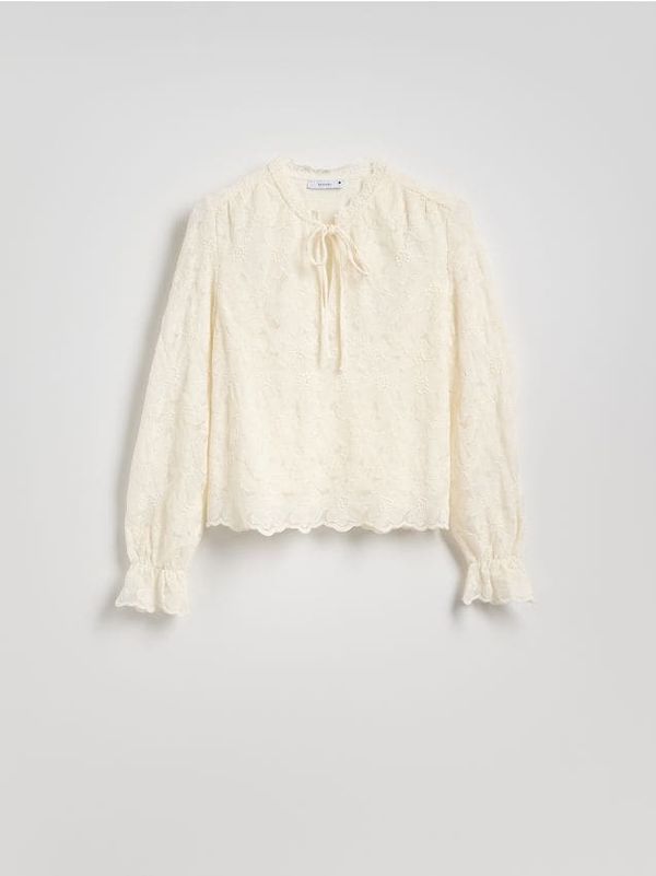Reserved Reserved - Bluza s ukrasnim vezanjem - krem