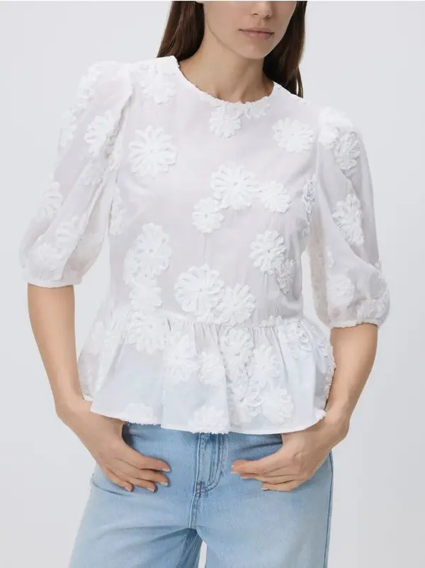 Reserved Reserved - Bluza s ukrasnim vezom - bijela