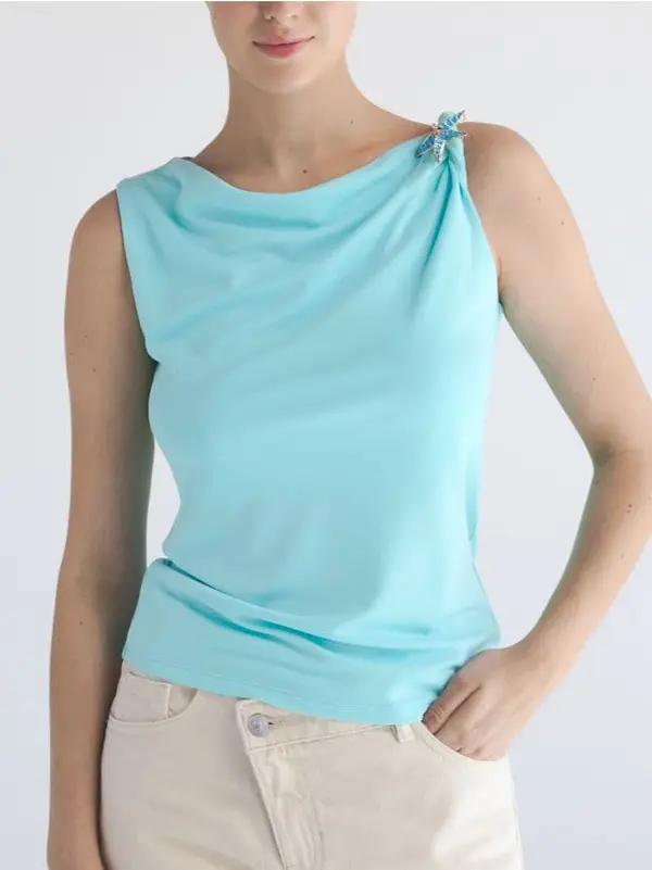 Reserved Reserved - Bluza s ukrasnom aplikacijom - akvamarin