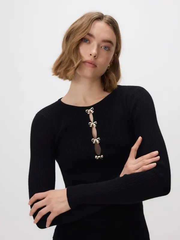 Reserved Reserved - Bluza s ukrasnom aplikacijom - crno