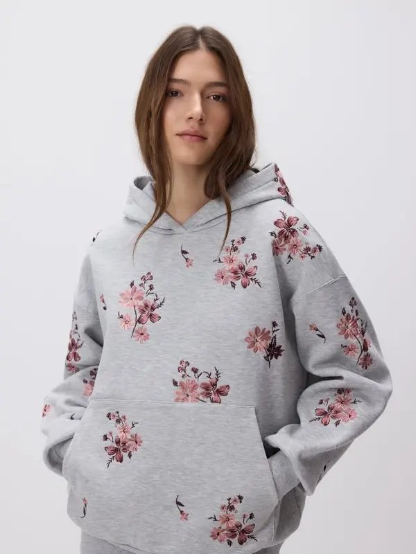 Reserved Reserved - Bluza s vezenim uzorkom - svijetlo siva