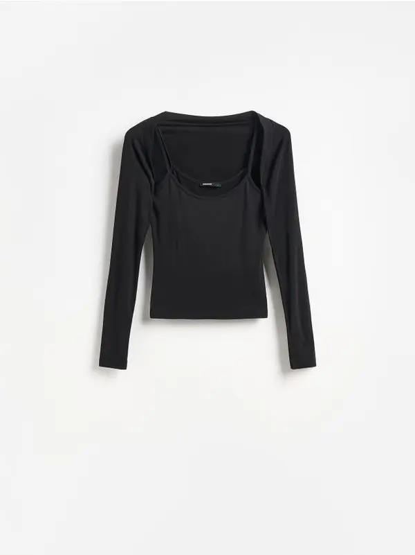 Reserved Reserved - Bluza s visokim udjelom modalnih vlakana - crno