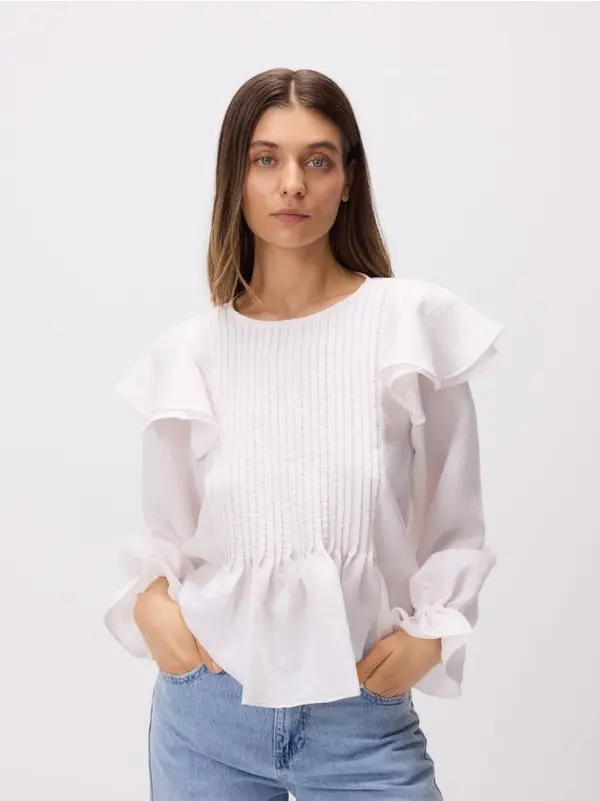 Reserved Reserved - Bluza s visokim udjelom modalnih vlakana - krem