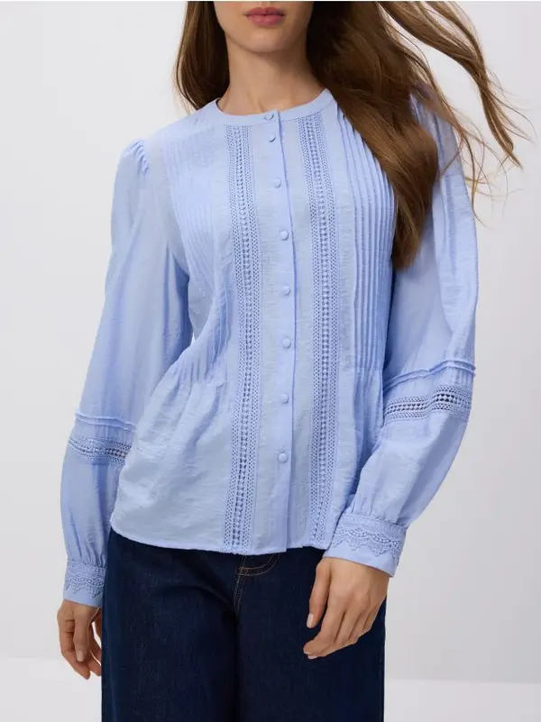 Reserved Reserved - Bluza s visokim udjelom viskoze s pliseom - bljedoplavo