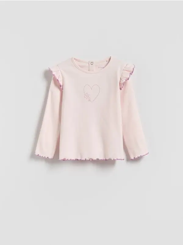 Reserved Reserved - Bluza s volančićem - pastelnoružičasto