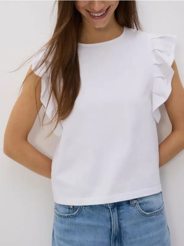 Reserved Reserved - Bluza s volanima - bijela