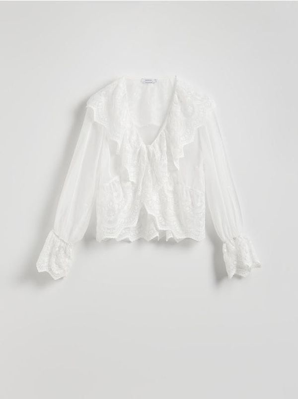 Reserved Reserved - Bluza s volanima - bijela