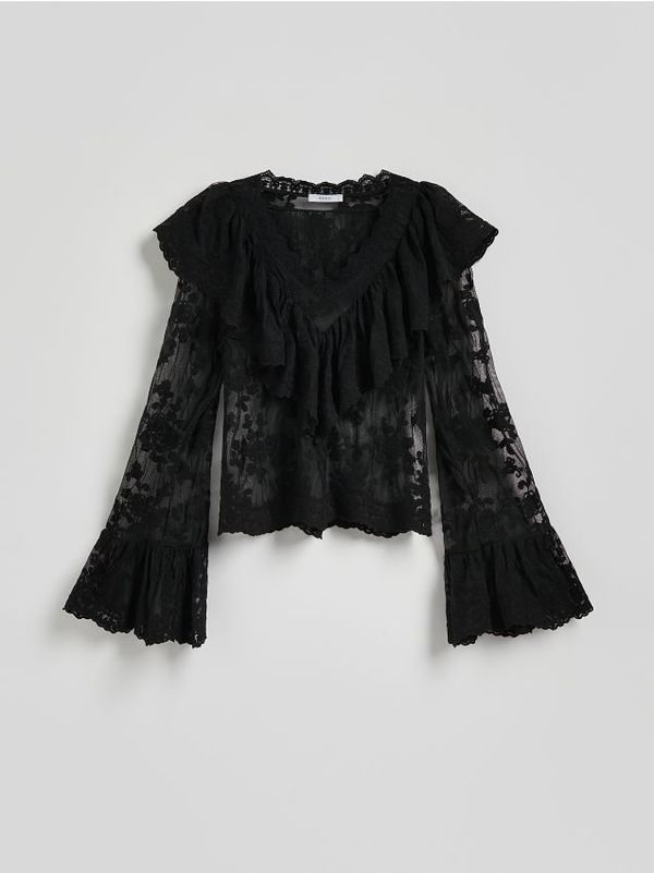 Reserved Reserved - Bluza s volanima - crno