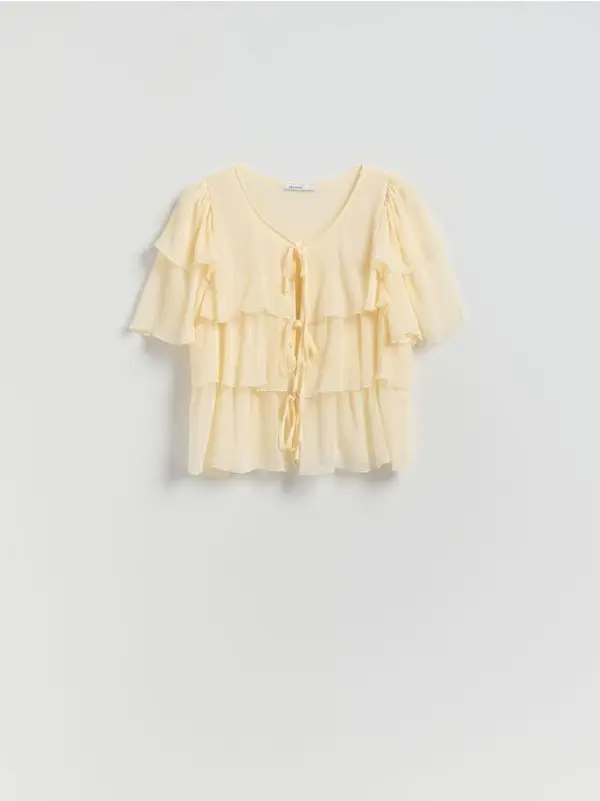 Reserved Reserved - Bluza s volanima - krem