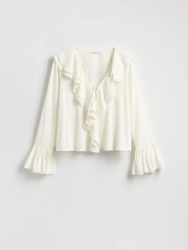Reserved Reserved - Bluza s volanima - krem