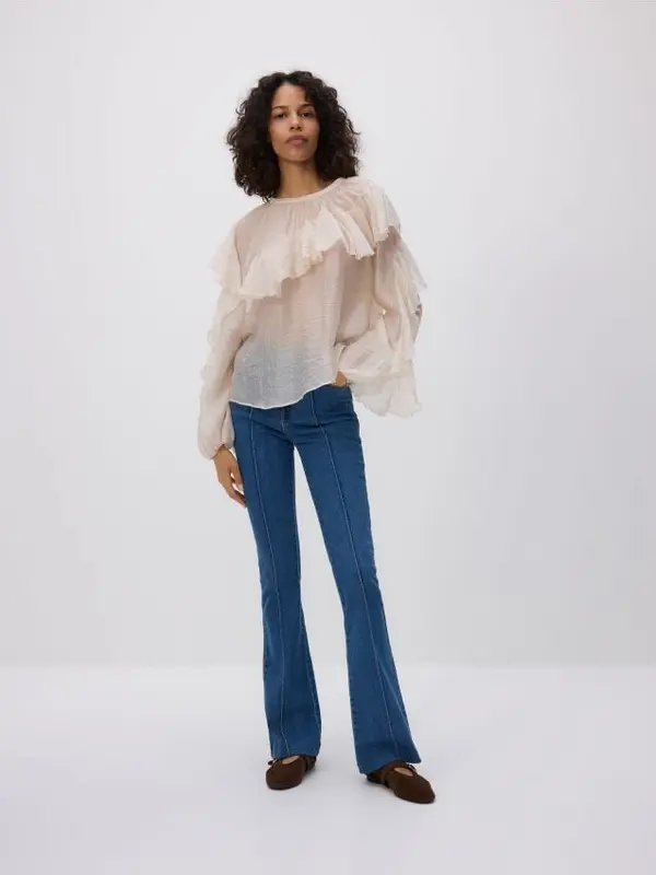 Reserved Reserved - Bluza s volanima - krem
