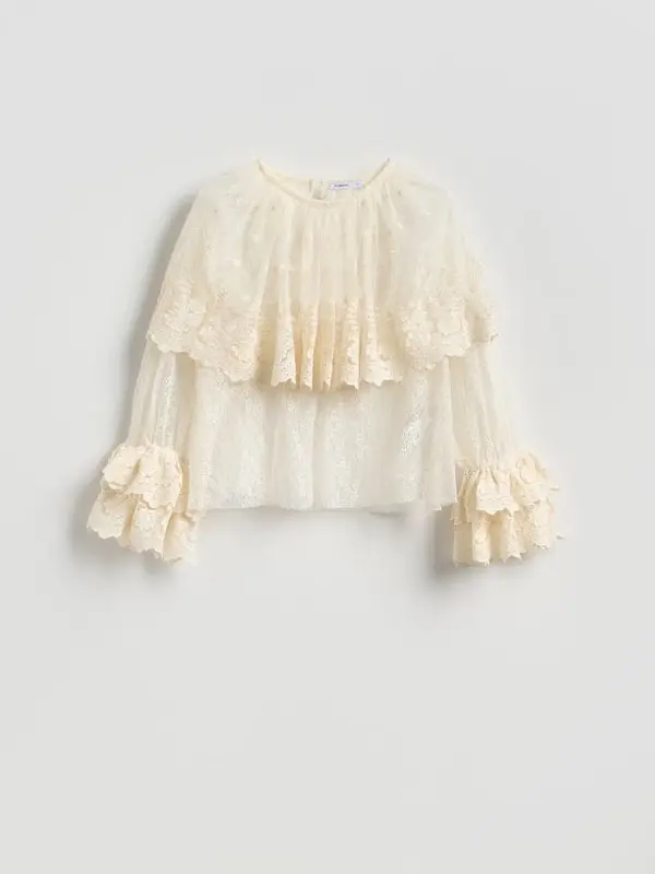Reserved Reserved - Bluza s volanima - krem