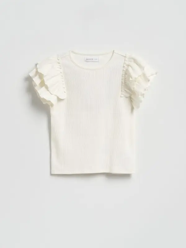 Reserved Reserved - Bluza s volanima - krem
